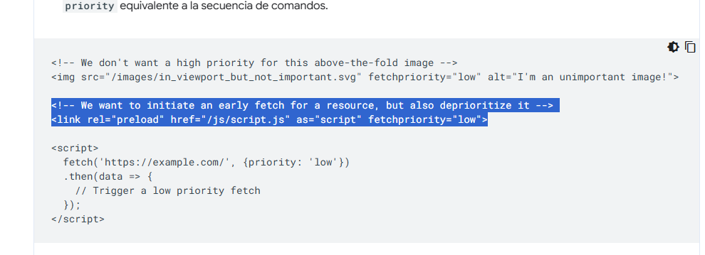 Combinación de preload y fetchpriority